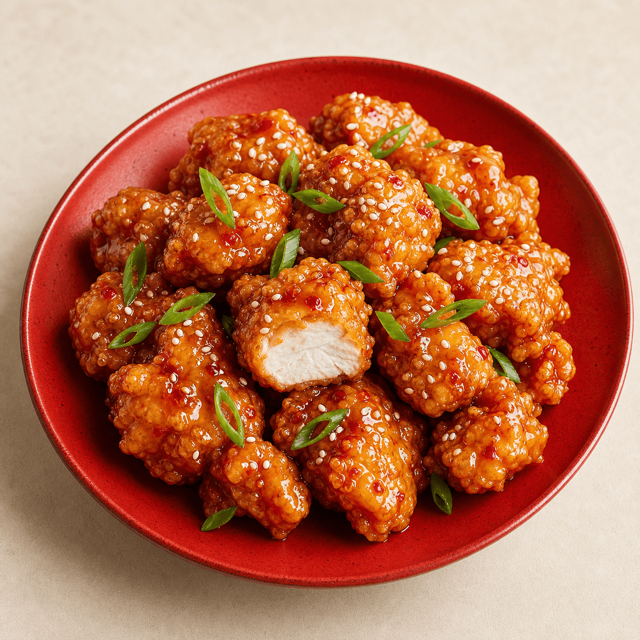 Présentation du Signature Panda, poulet croustillant avec sauce signature